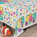 Hibiscus Print Plastic Tablecloth