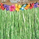 Hawaiian Luau Hibiscus Green Table Skirt 9Ft Party