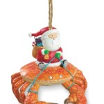 Beach Santa Riding Crab Claw TiKi Christmas Ornament