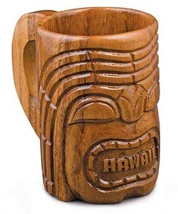 Hawaiian Wood Mug Tiki 5 inch