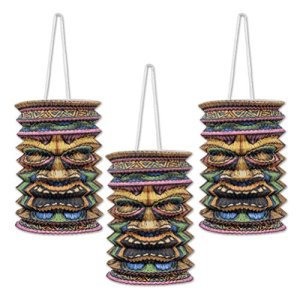 Beistle Tiki Paper Lanterns, 9-Inch, Multicolor