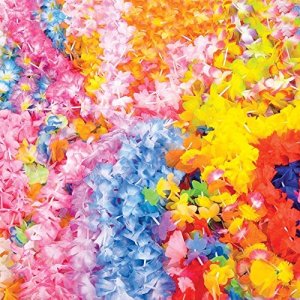 Fun Express Mega Silk Lei Flower Assortment for Tropical Hawaiian Luau Party Favors (50 Count)