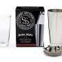 Boston Cocktail Shaker and Strainer Set - By Steadfast and Strong - Professional Bartending Supplies - Silver Cup and Pint Glass