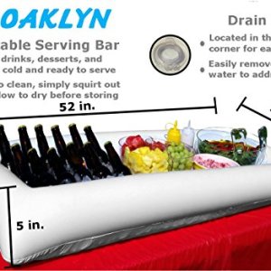 Large White Inflatable Serving Bar Buffet Cooler With Drain Plug - perfect blow up server caddy to keep food salad and drinks cold - great for outdoor and indoor parties