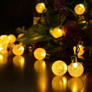 Dephen Led Christmas Lighting Solar Powered,19.7 ft 30 Led Waterproof String Lights Warm White Crystal Ball Starry String Lights Decorative Lighting for Outdoor Garden Yard Patio Party Home Room Trees
