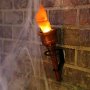 Pair 2 Torch Fake Flame Light Halloween Decor Prop Hand Held or Wall Mounted Set