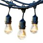 Brightech - Ambience Pro - Outdoor Weatherproof Commercial Grade String Lights with Hanging Sockets - WeatherTite Technology - 11S14 Incandescent Bulbs - Heavy Duty 48-Foot String - Black
