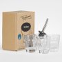 Shot Glasses Set by Trendy Bartender - 1,5 Ounce Round Heavy Base Shot Glass for Whiskey, Tequila, Vodka - Polishing Cloth & Bottle Pourer With Tapered Spout - Retail Packaging (4pcs, Clear)