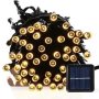 Outdoor Solar String Lights by FirstLights - Christmas Patio Waterproof Lights - 39 feet - 100 LED Powered Fairy Lights - Warm White