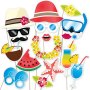 Hawaiian Themed Photo Booth Props Kit - DIY Luau Party Supplies for Kids Birthdays, Beach parties, Summer Festivals & Celebrations, Pool parties & other Special Events