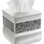 Creative Scents Tissue Box Cover Square, Decorative Tissue Box Holder is Finished in Beautiful Silver Mosaic Glass, Brushed Nickel Collection, Bathroom Accessories