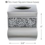 Creative Scents Tissue Box Cover Square, Decorative Tissue Box Holder is Finished in Beautiful Silver Mosaic Glass, Brushed Nickel Collection, Bathroom Accessories