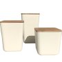 Clean Dezign Bamboo Fiber Kitchen Canister 3 piece set with Airtight Bamboo Lid (Natural White)