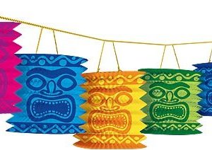 Hawaiian Summer Luau Beach Party Tiki Island Lantern Garland Decoration, Paper, 12 Feet