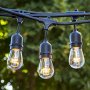 Proxy Lighting 48 Foot Weatherproof Outdoor String Lights - UL Listed - 15 Hanging Sockets - Perfect Patio Lights - Black - 16 11S14 Incandescent Bulbs Included