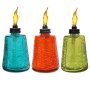 TIKI Brand 6-inch Glass Table Torch 3 pack Red, Green & Blue