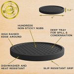 Table Drink Coasters Silicone 6 Pack with Good Grip on any Tabletop or Bar, Prevents Furniture Damage, Large Modern Soft Rubber Place Mat for Beverage and Liquor Drinking Glasses, Black