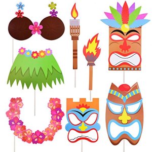 Luau Hawaiian Photo Booth Props Kit,For Holiday, Beach Pool Parties,Birthdays Party Decoration Supplies-60 Kits