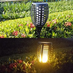 Cinoton Solar Path Torches Lights Dancing Flame Lighting 96 LED Flickering Tiki Torches Outdoor Waterproof(2 Pack)