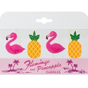Party Partners Shaped Cake Candle Set, Flamingos and Pineapples